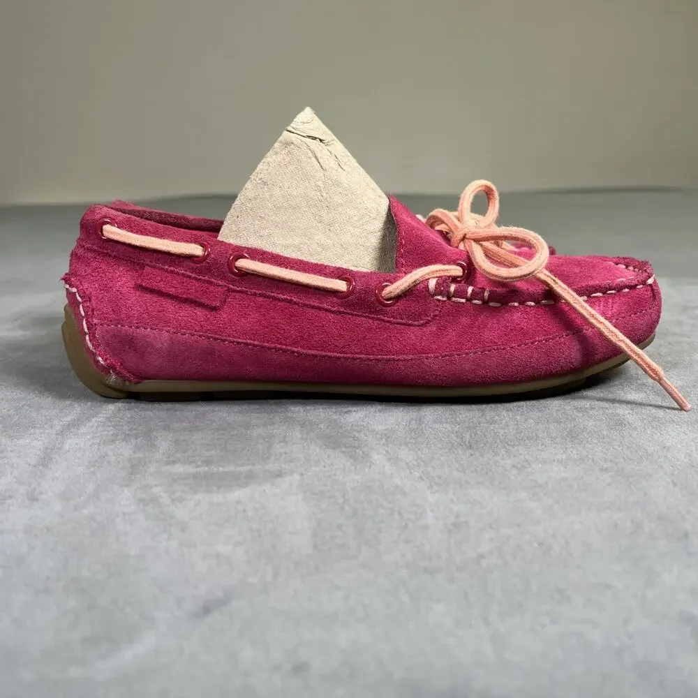 Cole Haan Girls Driving Shoes Pink Suede Slip On Moccasins Loafers Sz 2 Grand.OS